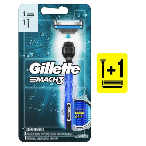 Aparelho Recarregável e Carga para Barbear Gillette Mach2