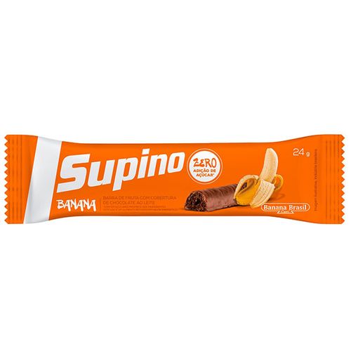 Barra de Frutas Banana Cobertura Chocolate Branco Supino Original Pacote 24g