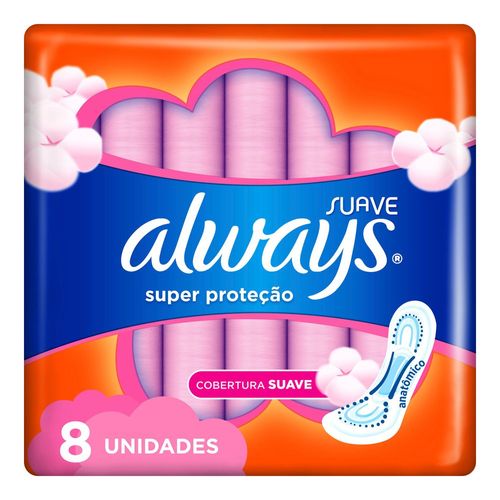 absorvente Always Super Proteção Suave com abas C/ 8 Unidades