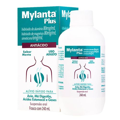 Mylanta Plus 80mg/ml Menta 4 em 1 Caixa 240ml Suspensão Oral