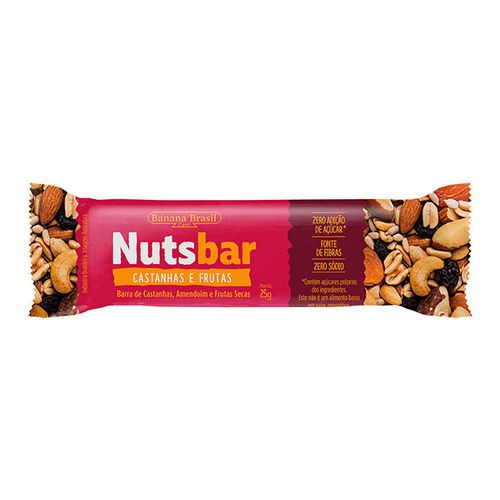 Barra de Nuts Castanhas, Amendoim e Frutas Secas Zero Sódio sem Adição de Açúcar Nutsbar Pacote 25g