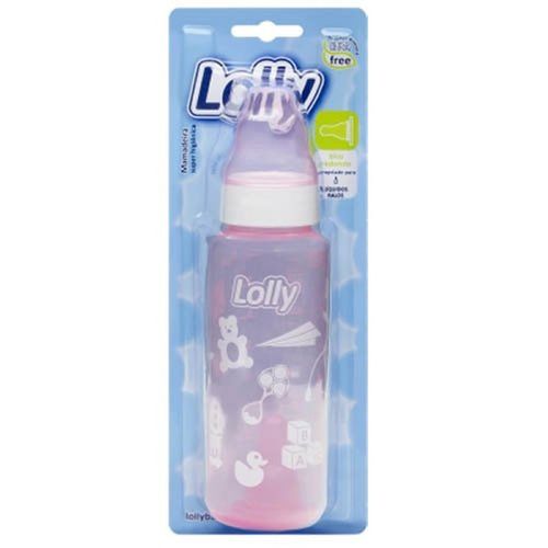 Mamadeira Lolly Color Rosa 240Ml - Lolly