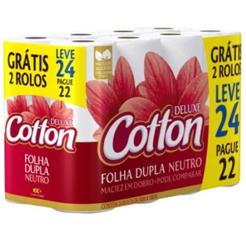 Papel Higiênico Cotton Folha Dupla Compacto - Leve 24 Pague 22