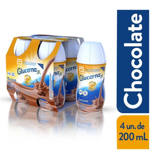 Suplemento Nutricional Glucerna SR - Sabor Chocolate - Pack com 4 unidades de 200ml cada