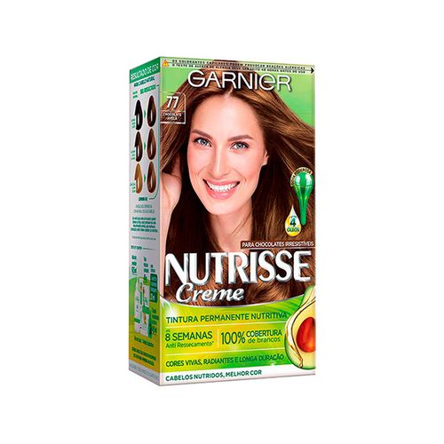 Tintura Garnier Nutrisse 77 Chocolate Avelã Loção Médio Mar Dourado - Nutrisse