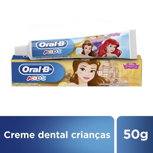 Creme Dental Infantil com Flúor Chiclete Disney Princess Oral-B Kids Caixa 50g