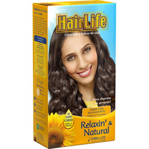 Creme Relaxante Hair Life Natural 180g para Cabelos Cacheados e Crespos