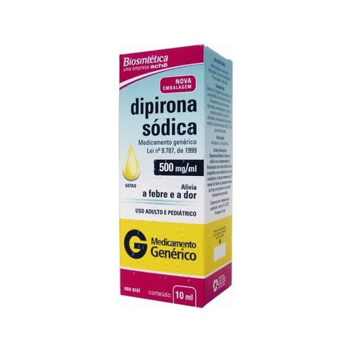 Dipirona Sodica 500mg Sl Or 10ml - Genérico - Biosintética Genérica
