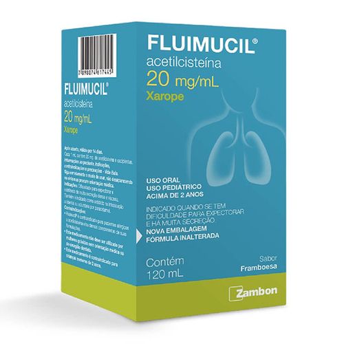 Fluimucil 20mg Xarope Pediátrico Sabor Framboesa 120ml