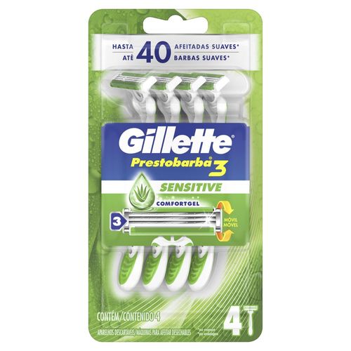 Kit Aparelho Barbear Prestobarba 3 Sensi 4Un - Gillette Prestob3