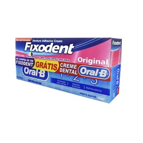 Kit Fixodent Original 39G + Creme Dental Oralb 90G - Fixodent
