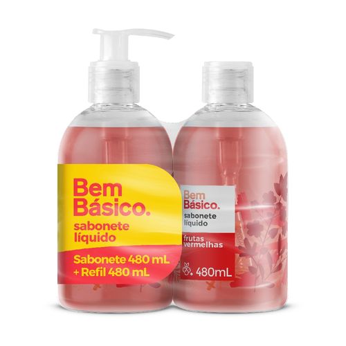 Kit Sabonete Líquido Frutas Vermelhas 480 ml com 2 unidades Bem Básico