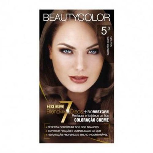 Kit Tintura Beauty 5.3 Castanho Claro Dourado - Beauty Color