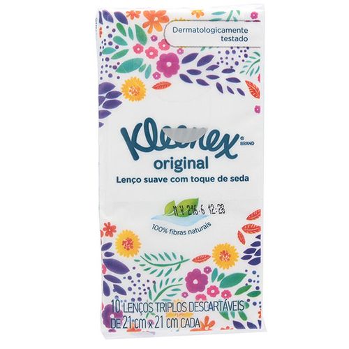 Lenço de Papel Bolso Folha Tripla 12x10 Unidades Celulose Natural e Seda Kleenex