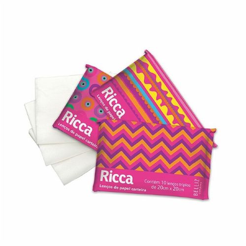 Lenço Papel Carteira Fun Ricca 10Un Cada Com 3 - Ricca