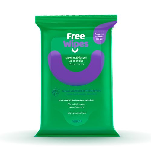 Lenços Umedecido Antisséptico Free Wipes