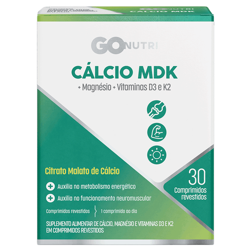 Suplemento Cálcio GOnutri MDK 500mg Comprimido 30 Unidades