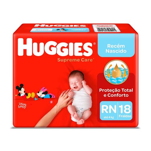 Fralda Huggies Supreme Care RN - Recém-nascido - 18 unidades