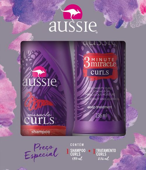 Kit Shampoo Aussie 180Ml  Condicionador 236Ml Cachos