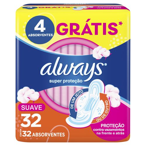 absorvente Always Super Proteção Suave Com Abas 32 un - Always