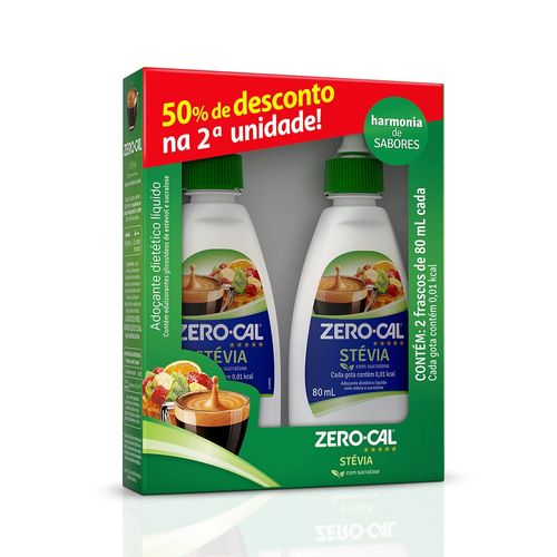 Kit Zero Cal Stevia 80Ml 50% Desconto na 2 unidade