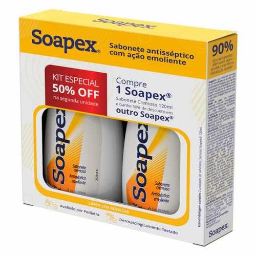 Sabonete Antisséptico Líquido Cremoso 2x120ml Soapex