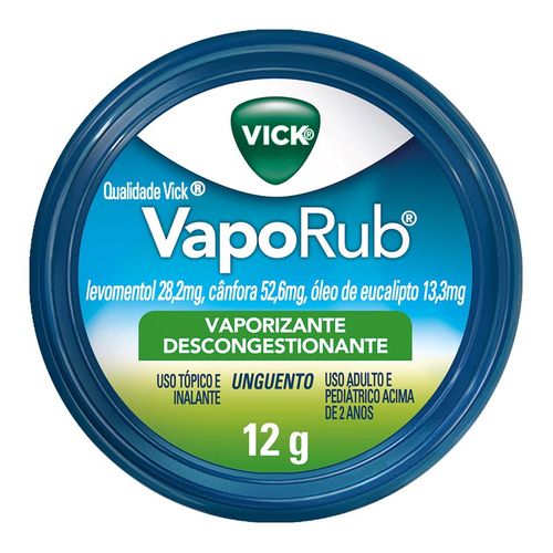 Descongestionante Vick Vaporub Mentol e Eucalipto 12g Unguento