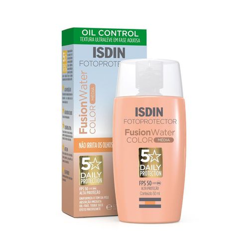 Protetor Solar Facial ISDIN Fusion Water 5 Stars Color FPS 50- cor média - 50ml