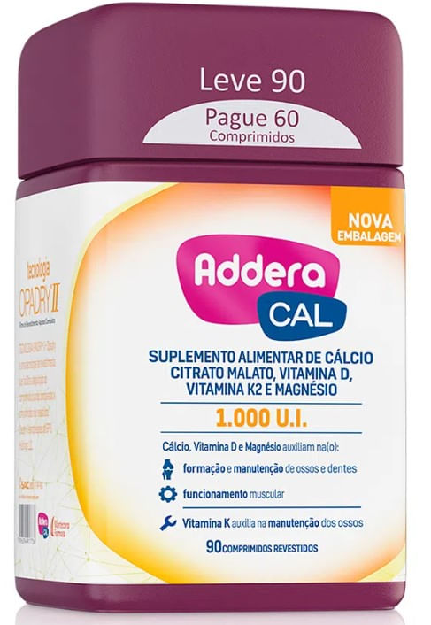 Vitamina Addera Cal 1000UI - 90 Comprimidos Revestidos
