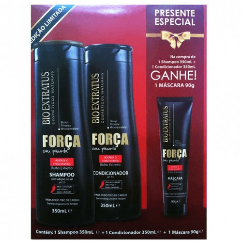 Kit Bio Extratus Força com Pimenta Shampoo + Condicionador + Máscara