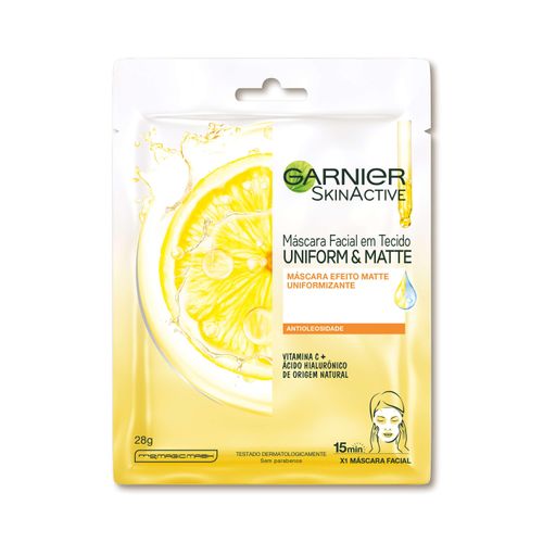 Máscara Facial em Tecido Uniform & Matte Vitamina C 28g Garnier