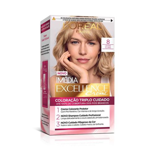 Tinta de Cabelo Imedia Excellence 8 Louro Claro