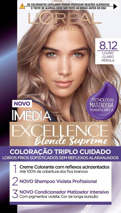 Tinta de Cabelo Imedia Blonde Supreme 8.12 Louro Claro Perola