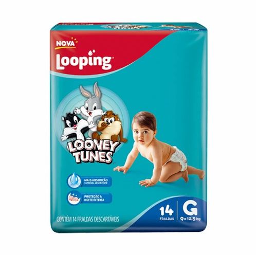 FRALDA LOOPING LOONEY TUNES JUMBO G C/14