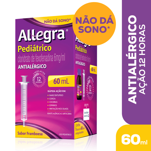 Antialérgico Infantil Allegra Pediátrico 6mg/ml - Suspensão Oral - 60ml