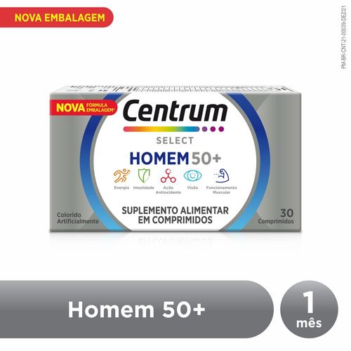 Centrum Select  Suplemento Vitamínico Homem 50 + Vitaminas de A a Z  30 Comprimidos