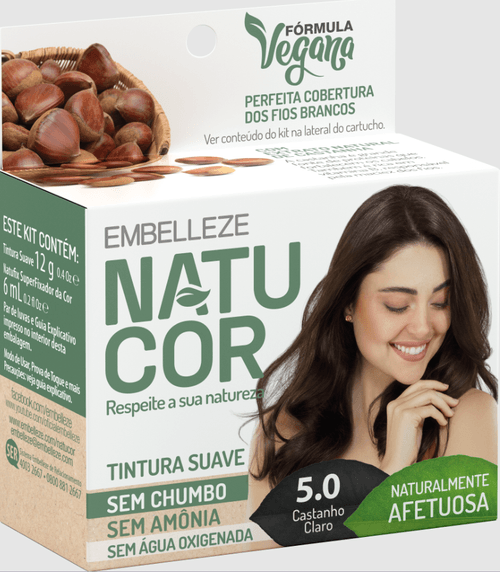 TINTURA SUAVE NATUCOR EMBELLEZE 5.0 CASTANHO CLARO