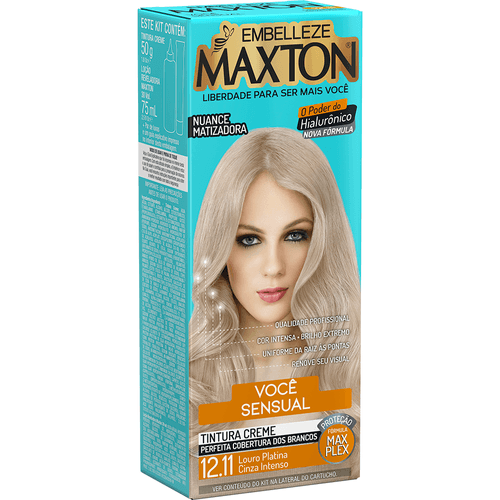 Tinta de Cabelo Maxton Você Mais Sensual Louro Platina Cinza Intenso 12.11 KIT ECONOMICO