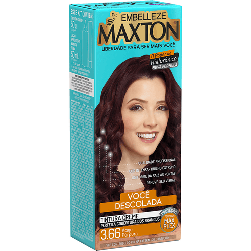 Tinta de Cabelo Maxton Você Descolada Acaju Púrpura 3.66 KIT ECONOMICO