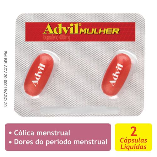 Analgésico Ibuprofeno Advil Mulher 400mg Cápsula 2 Unidades
