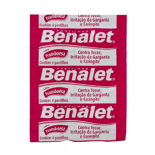 Pastilhas para garganta Benalet Sabor Framboesa 4 unidades