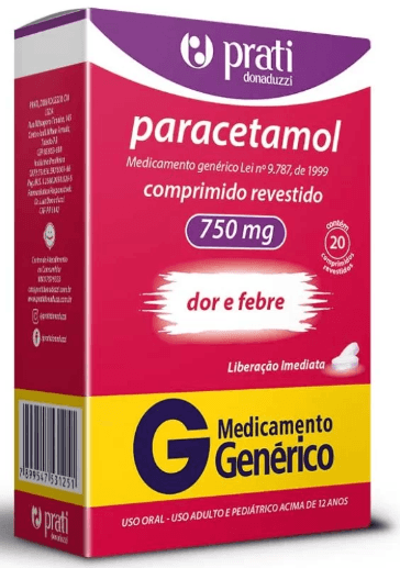 Paracetamol 750mg  Genéricos Prati - 20 comprimidos