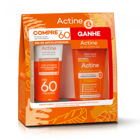 Kit Actine Protetor Solar FPS 60 Color 40g + Gel de Limpeza 40g