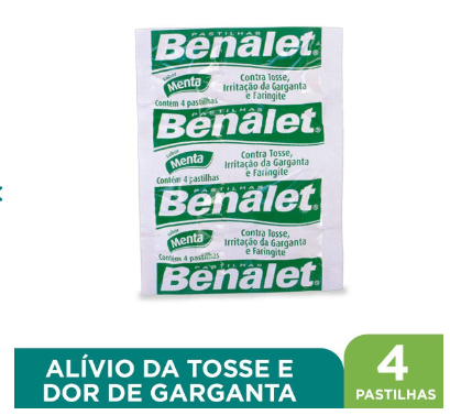 Pastilhas para Garganta Benalet Sabor Menta 04 unidades