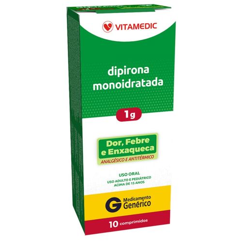 Dipirona Monoidratada 1G Vitamedic Genérico - 10 Comprimidos