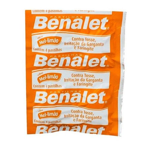 Pastilha para Garganta Benalet Sabor Mel Limão 5mg 04 Unidades
