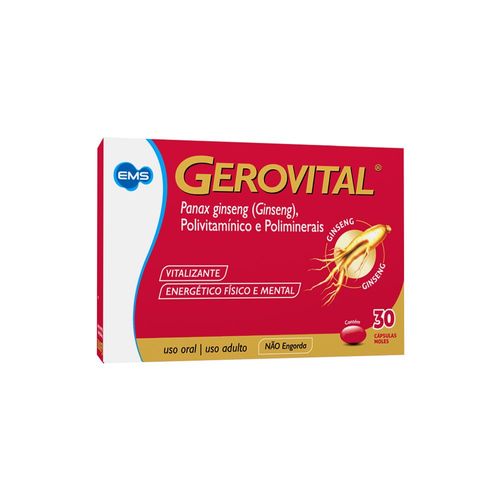 Suplemento Polivitamínico e Poliminerais Gerovital Ems 100mg Cápsula Mole 30 Unidades
