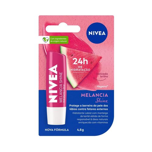 NIVEA Hidratante Labial Melancia Shine Hidratação Profunda 4,8 g