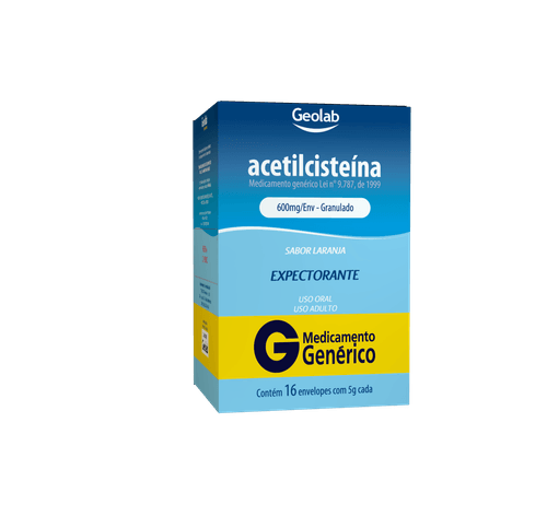 Acetilcisteína 600mg - 16 Envelopes / 5g cada - Geolab