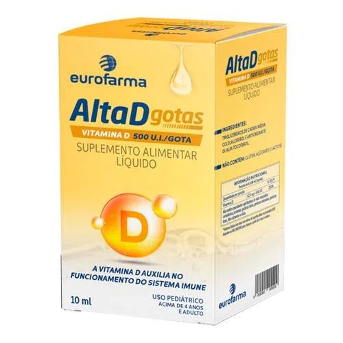 Suplemento Alimentar Vitamina D Alta D 500UI Gotas 10ml